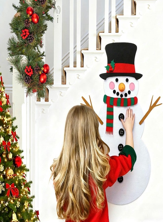 Fairooth DIY Felt Christmas Snowman Set with 33 Pcs Detachable Ornaments Large Snowman DIY Decorations Christmas Door Wall Hanging Xmas Gifts for Xmas Winter Holiday Party Home Decorations - Image 5